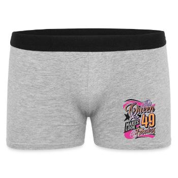 49. Geburtstag Queen - Männer Boxer Shorts - Grau meliert - Vorne