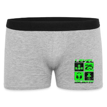Gamer Level 25 Unlocked - Gaming - Männer Boxer Shorts - Grau meliert - Vorne
