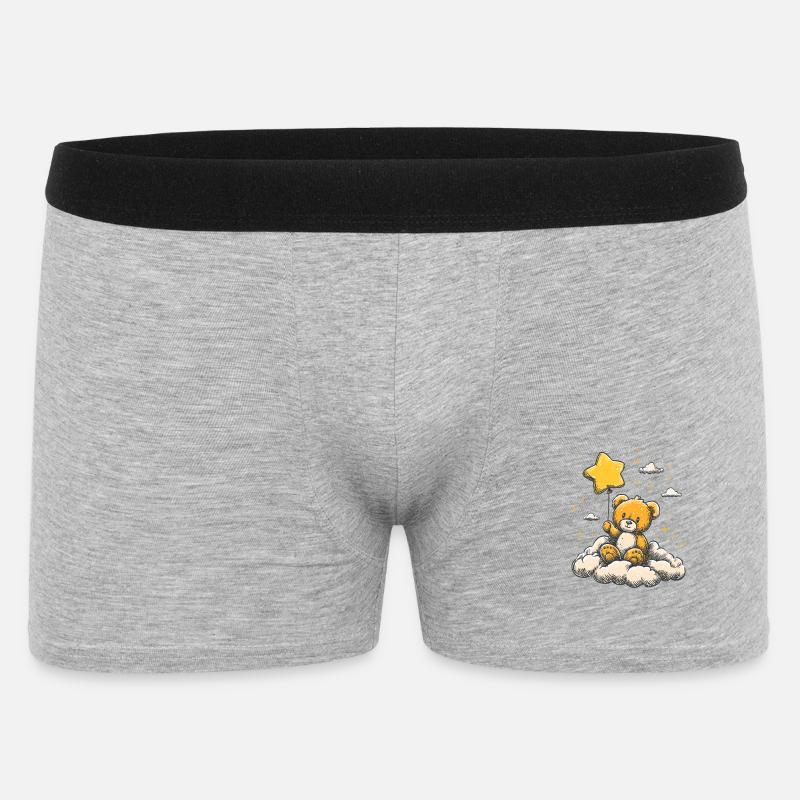 Kuschelteddy mit Sternenballon - Männer Boxer Shorts - Grau meliert