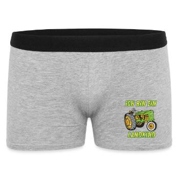 Landkind Traktor - Ich bin ein Landkind - Männer Boxer Shorts - Grau meliert - Vorne
