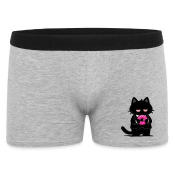 Chat noir avec un donut rose - Boxer Homme - gris chiné - Devant