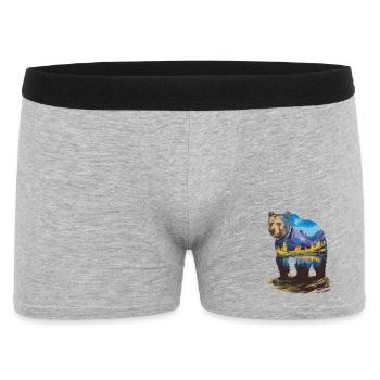 Wander Bear Mountains Lake Retro Nature Design - Men's Boxer Shorts - heather grey - Front