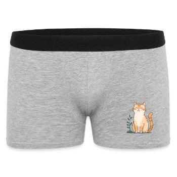 Cheerful Orange Cat in Green - Men's Boxer Shorts - heather grey - Front