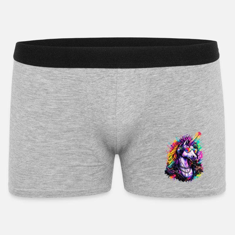 Cooles Einhorn DJ mit Kopfhörern - Männer Boxer Shorts - Grau meliert