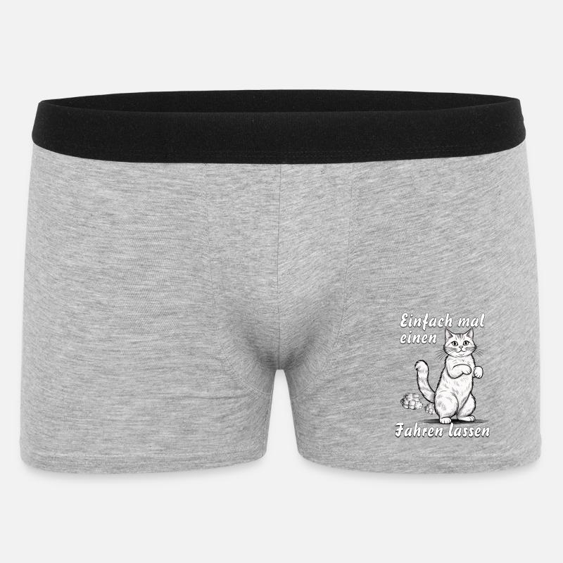 KATZE Einfach einen fahren lassen - Männer Boxer Shorts - Grau meliert