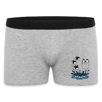 Penguin Jump Into The Water Pocket Design - Men's Boxer Shorts - heather grey - Front
