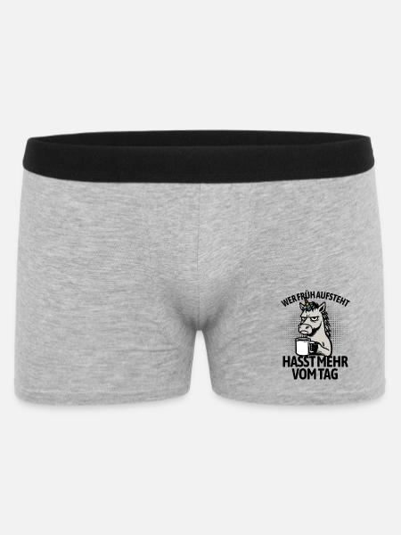 Einhorn - Wer früh aufsteht hasst mehr vom Tag - Männer Boxer Shorts - Grau meliert