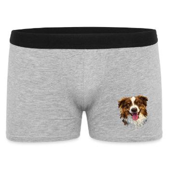 Australian Shepherd – Geometric Dog Art Design - Men's Boxer Shorts - heather grey - Front