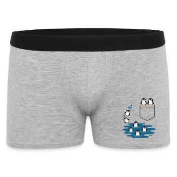 Penguin Jump Into The Water Pocket Design - Men's Boxer Shorts - heather grey - Front
