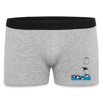 Penguin Jump Into The Water Pocket Design - Men's Boxer Shorts - heather grey - Front