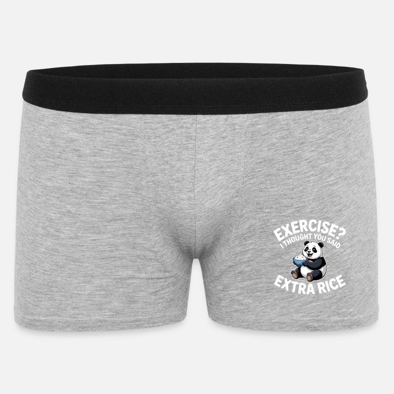 Panda mit Reis-Witz - Männer Boxer Shorts - Grau meliert