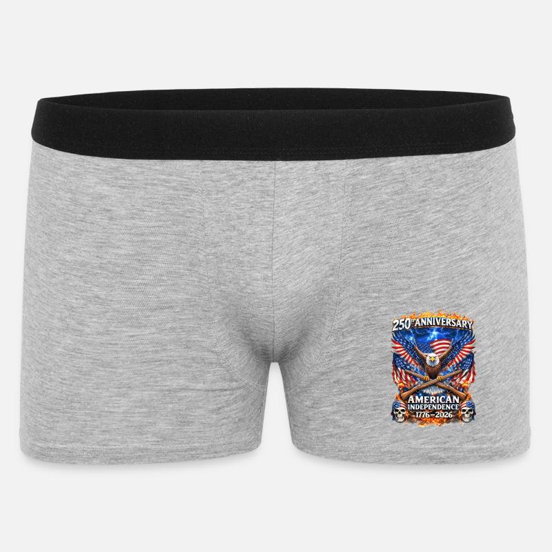 250. American Independence Eagle - Männer Boxer Shorts - Grau meliert