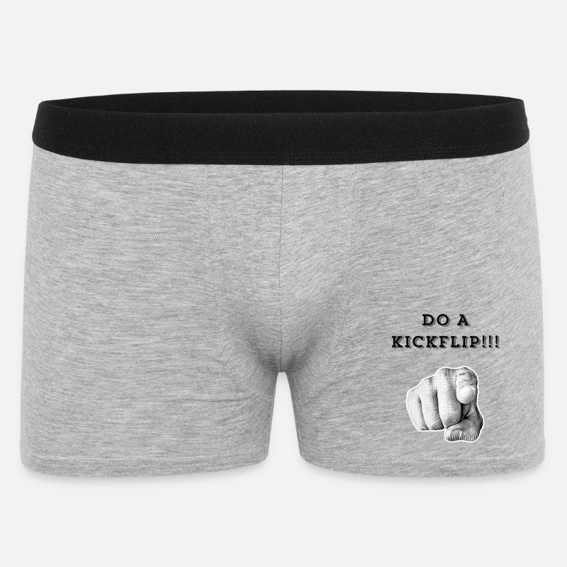 Mach einen Kickflip !! - Männer Boxer Shorts - Grau meliert