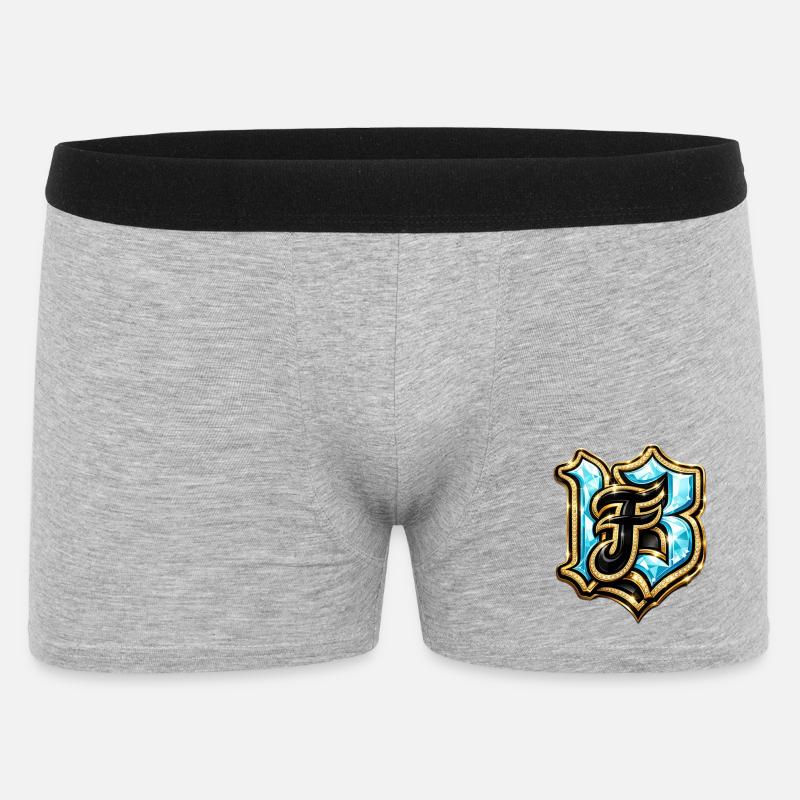 Edelstein-H Monogramm mit Glanzeffekt - Männer Boxer Shorts - Grau meliert