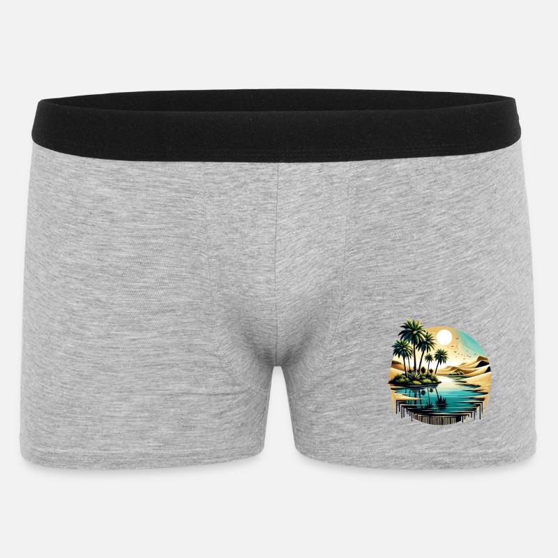 Desert Palm Tree at Ocean Circle - Men's Boxer Shorts - heather grey
