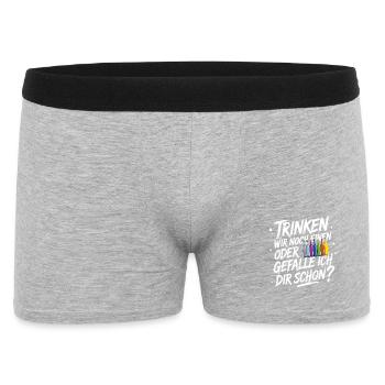 Trinken wir noch einen oder Gefalle ich dir schon - Männer Boxer Shorts - Grau meliert - Vorne