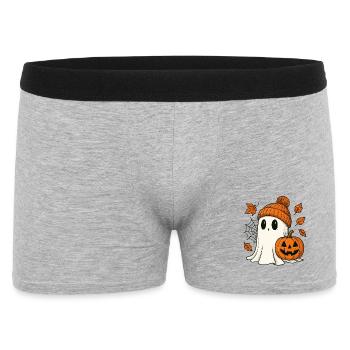 Halloween Geist mit Kürbis - Süßes Herbst Outfit - Männer Boxer Shorts - Grau meliert - Vorne