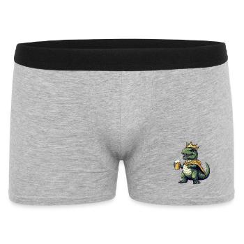 Dinosaur T-Rex Beer King - Men's Boxer Shorts - heather grey - Front