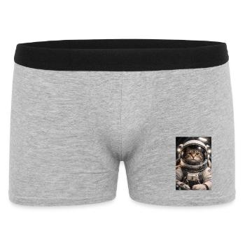 Weltraumkatze im Astronautenanzug - Männer Boxer Shorts - Grau meliert - Vorne