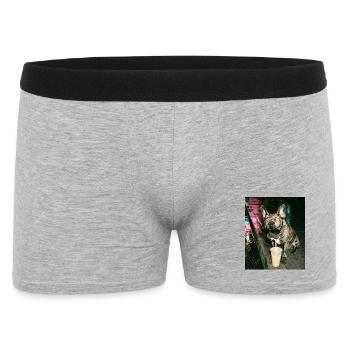 Bouledogue français buvant du café glacé - Boxer Homme - gris chiné - Devant