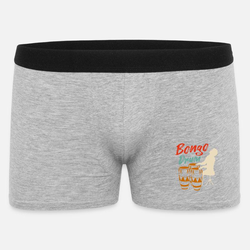 Retro Bongo Drum Silhouette Musician Design - Männer Boxer Shorts - Grau meliert