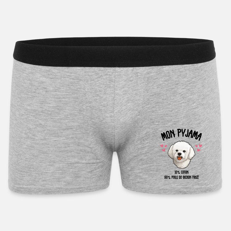 Pyjama Drôle Chien Bichon - Boxer Homme - gris chiné