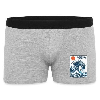 Japan Große Welle Von Hokkaido Surfender Astronaut - Männer Boxer Shorts - Grau meliert - Vorne