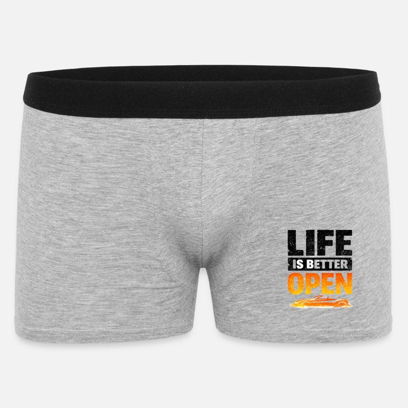 Life is Better Open Cabrio-Style - Männer Boxer Shorts - Grau meliert