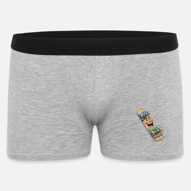 Lachender Skateboard Graffiti - Männer Boxer Shorts - Grau meliert