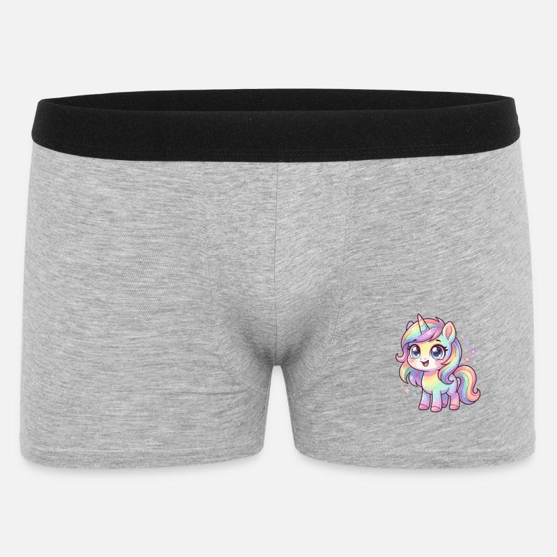 Pastellregen-Einhorn Chibi - Männer Boxer Shorts - Grau meliert