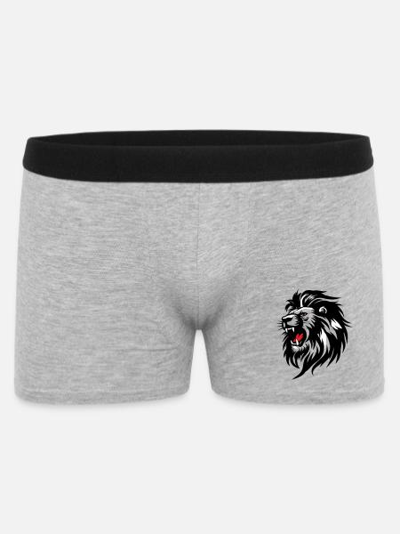Rowing Lion Silhouette with Red Tongue - Men's Boxer Shorts - heather grey