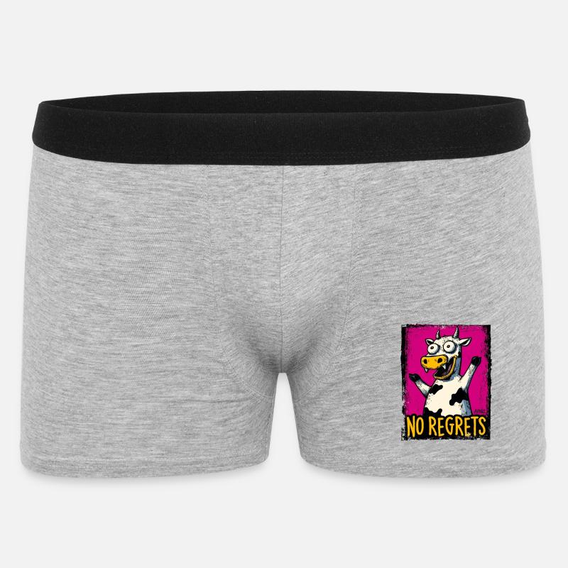 No Regrets Cow Pop Art - Männer Boxer Shorts - Grau meliert