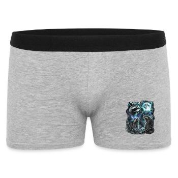 THREE Wild Raccoons with Moon Wildlife Designs - Men's Boxer Shorts - heather grey - Front