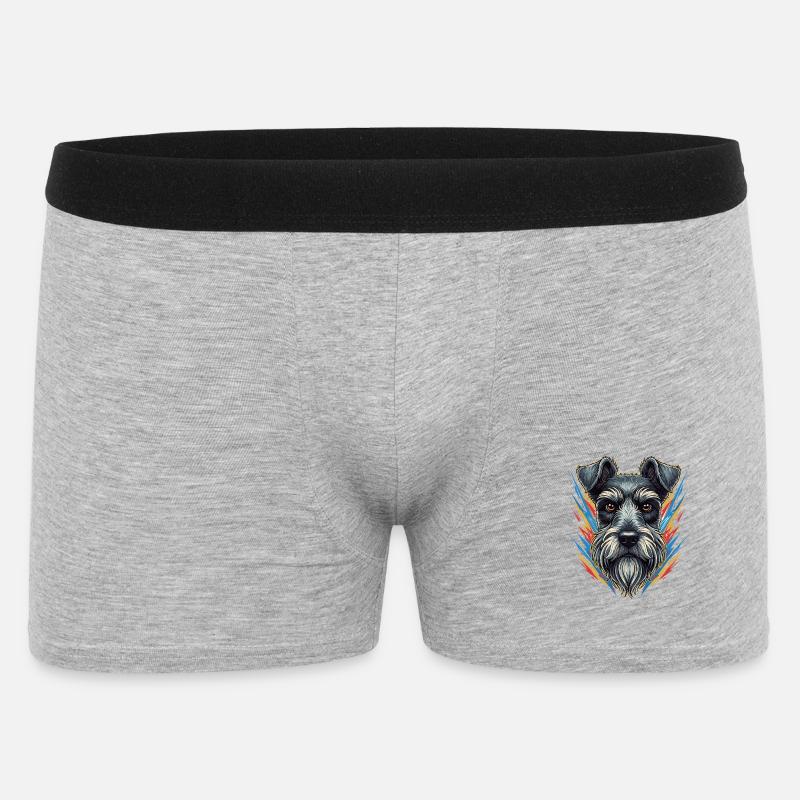 Farbexplosion Schnauzer Portrait - Männer Boxer Shorts - Grau meliert