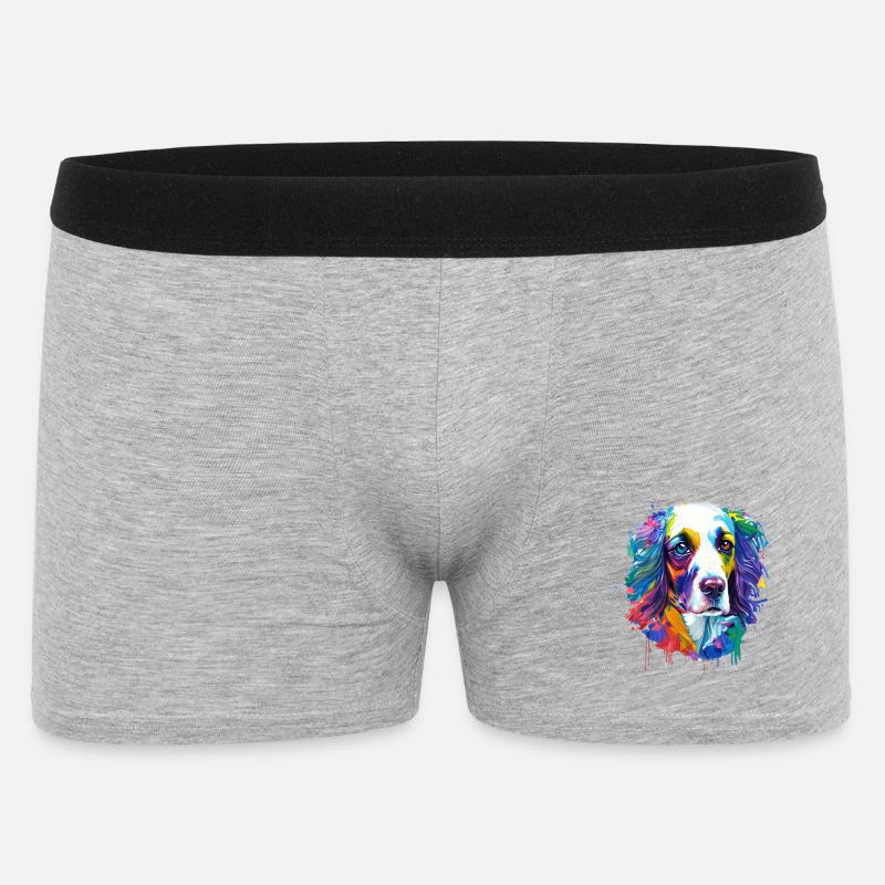 Englischer Springer Spaniel Bunte Spritzkunst - Männer Boxer Shorts - Grau meliert