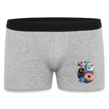 Kosmische Donuts im Farbrausch - Männer Boxer Shorts - Grau meliert - Vorne
