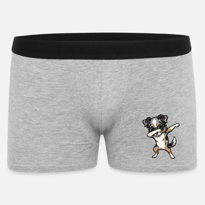 Dabbing Australian Shepherd - Männer Boxer Shorts - Grau meliert
