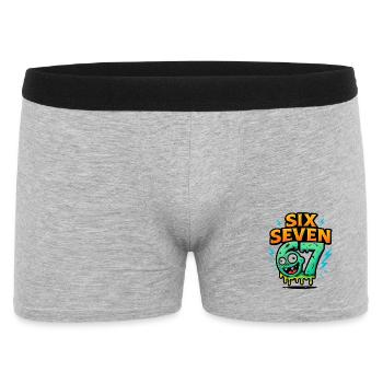 Six Seven 67 Zombie Horror Humor Italian Brainrot - Männer Boxer Shorts - Grau meliert - Vorne