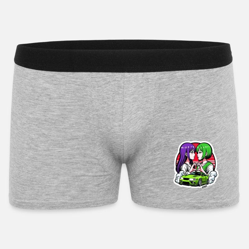 Neon Duo Heart Car Drift - Boxer da uomo - grigio melange