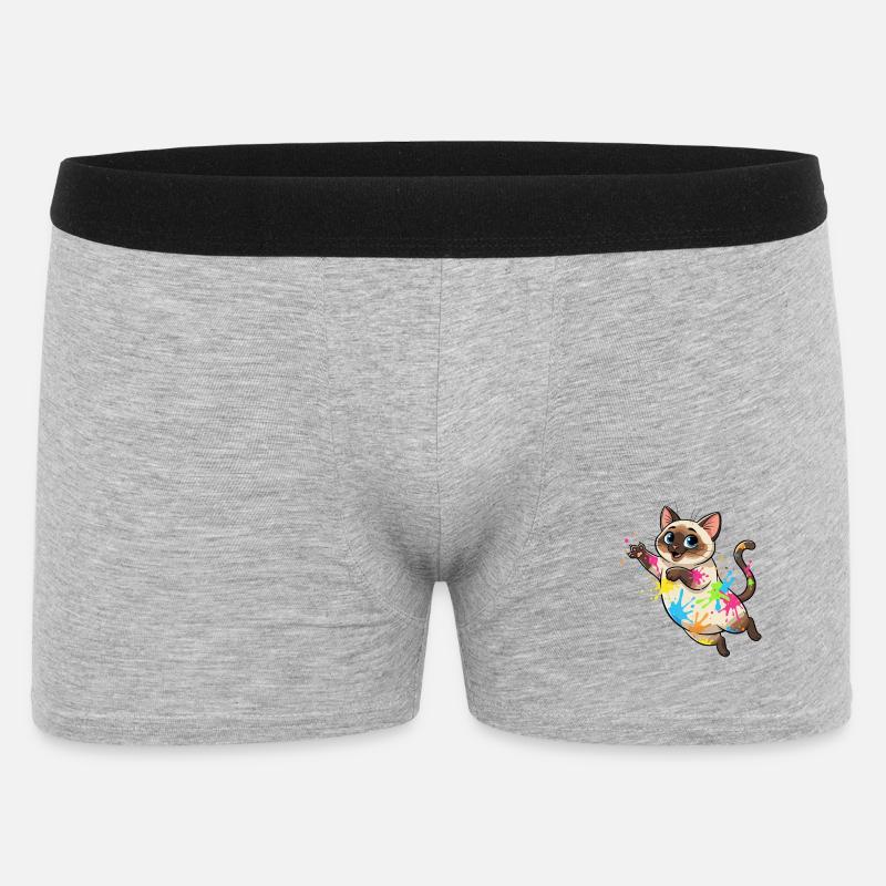 Bunte Farbklecks Katze - Männer Boxer Shorts - Grau meliert