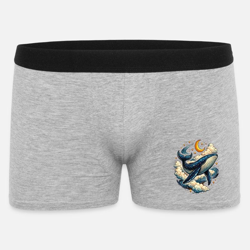 Himmlischer Wal in den Wolken - Männer Boxer Shorts - Grau meliert