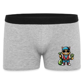 Le chat adore l’argent et les lunettes de soleil - Boxer Homme - gris chiné - Devant