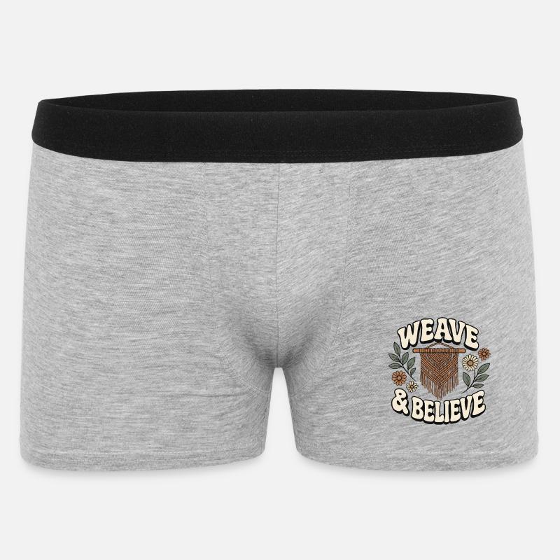Weben & glauben | Makramee Boho - Männer Boxer Shorts - Grau meliert
