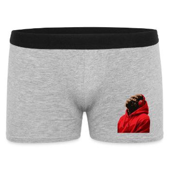 Gorille en sweat à capuche écoutant de la musique au casque - Boxer Homme - gris chiné - Devant