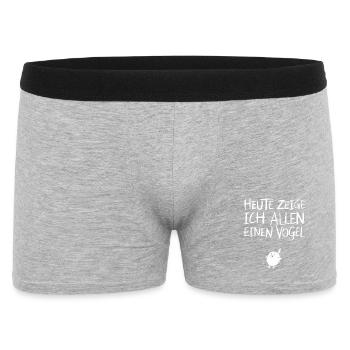  Heute Zeige Ich Allen Einen Vogel Lustiger Spruch - Männer Boxer Shorts - Grau meliert - Vorne