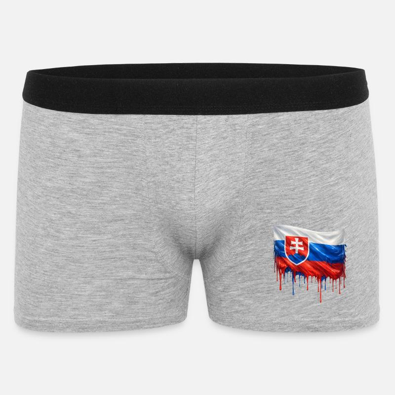 Flagge Slowakei Farbklecks - Männer Boxer Shorts - Grau meliert