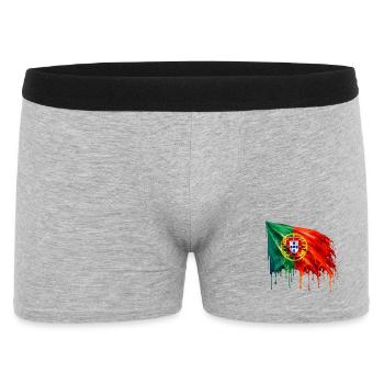 Portugal Flagge Farbenspritzer - Männer Boxer Shorts - Grau meliert - Vorne