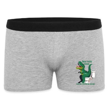 Dino auf Toilette im Freien - Männer Boxer Shorts - Grau meliert - Vorne