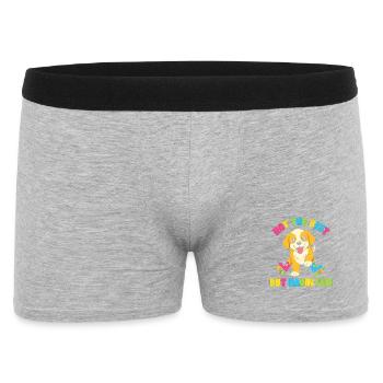 Rollender Hund – Spaß trotz Pech - Männer Boxer Shorts - Grau meliert - Vorne