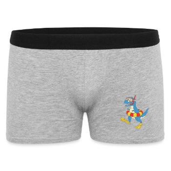 Schnorchel-Dino am Strand - Männer Boxer Shorts - Grau meliert - Vorne